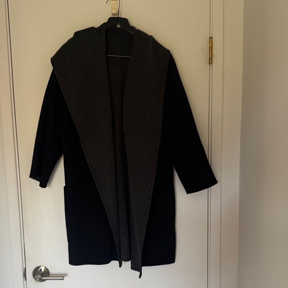 Vince Black and Gray Hooded Coat -